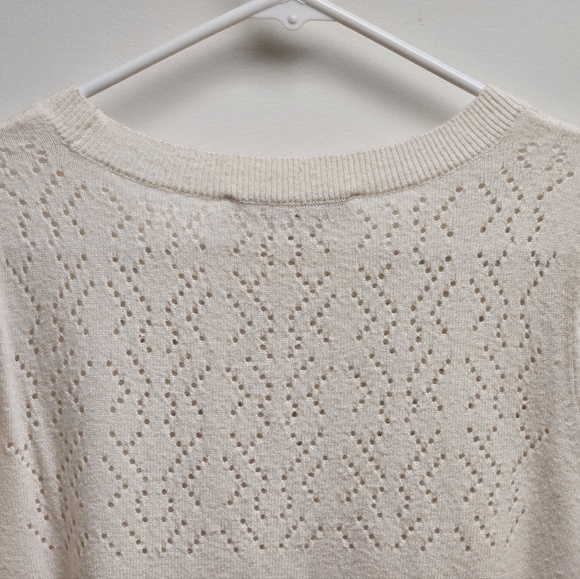 Loft Cream-Colored Eyelet Sweater in Women's Small - Picture 8 of 13